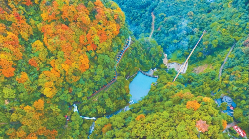 黄连河风景区：层林着彩翼 飞瀑迎宾来